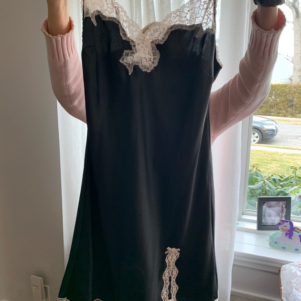 Victoria’s Secret Black Slip Lingerie w/ Lace Trim